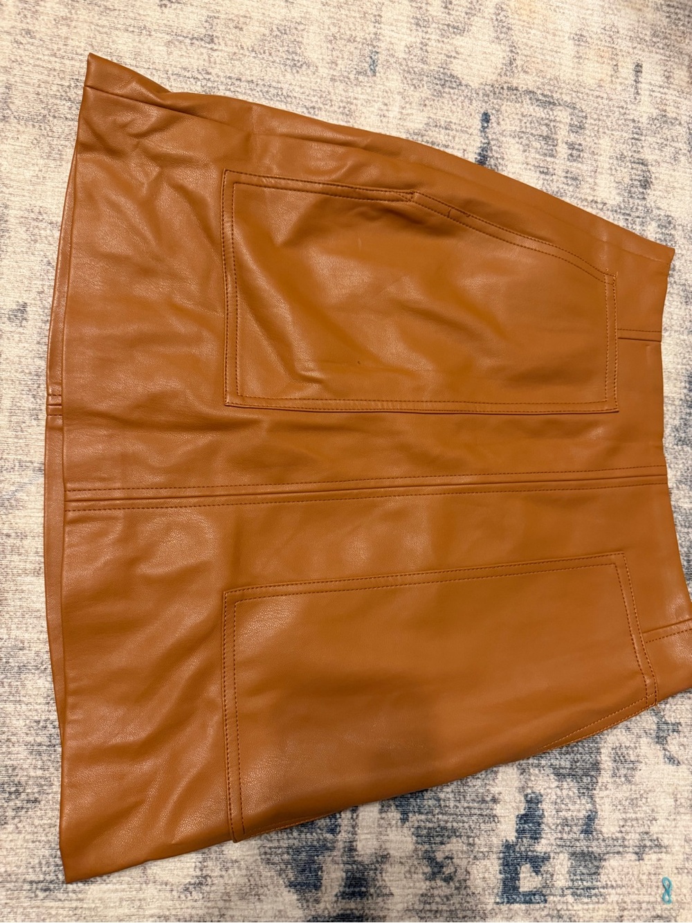 H&M Cognac Faux Leather Mini Skirt